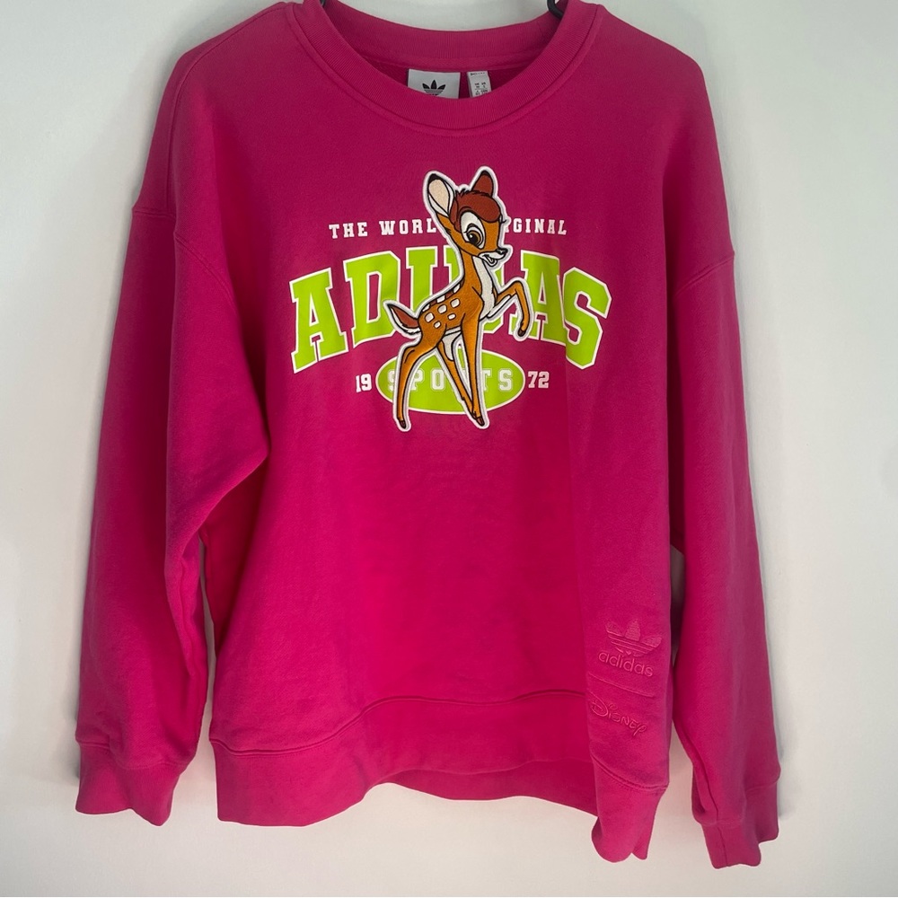 ADIDAS Pink Disney Bambi Pullover Sweatshirt Ladies Size Small
